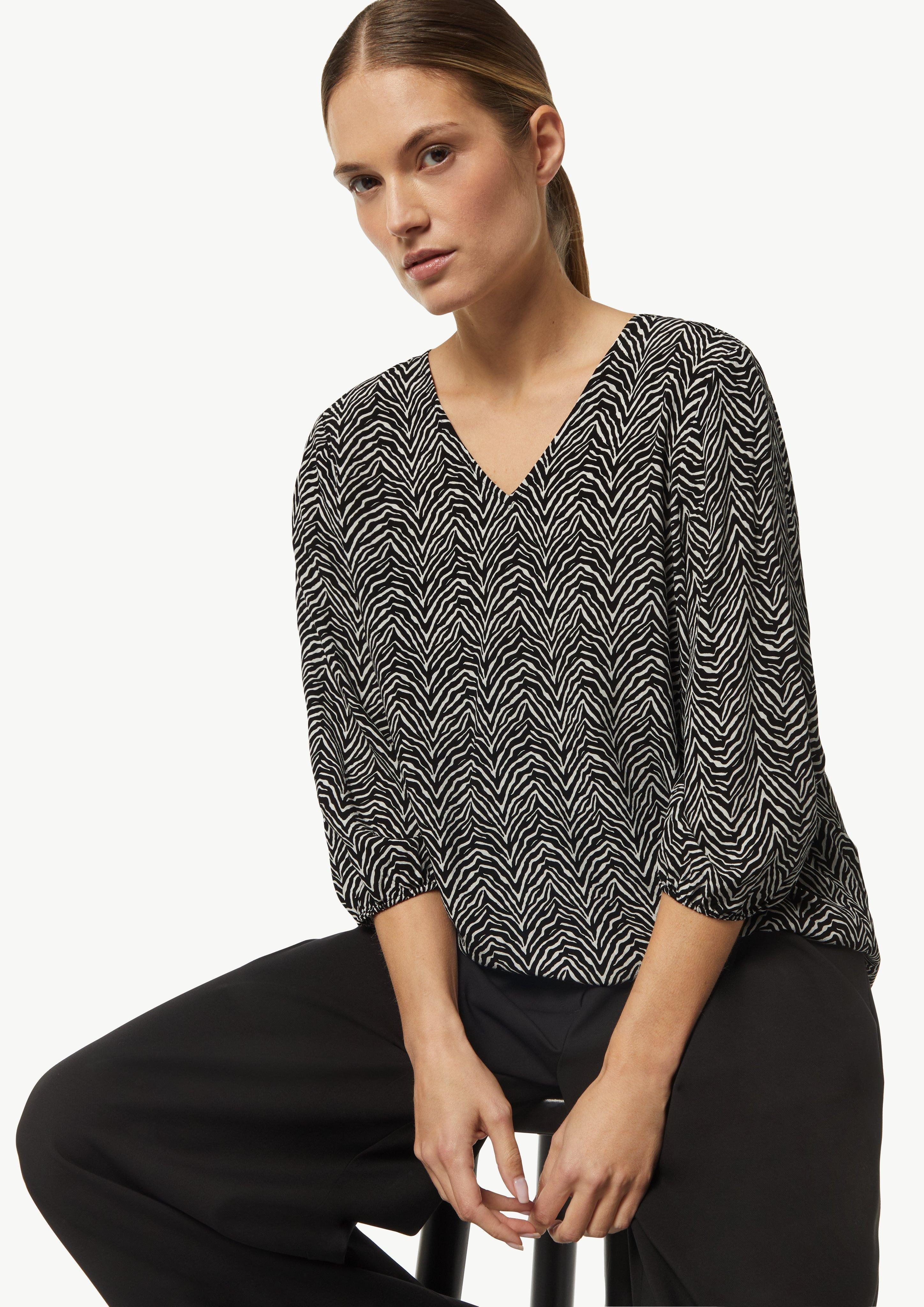 Comma Kurzarmbluse Crêpe-Bluse mit kurzen Ballonärmeln günstig online kaufen