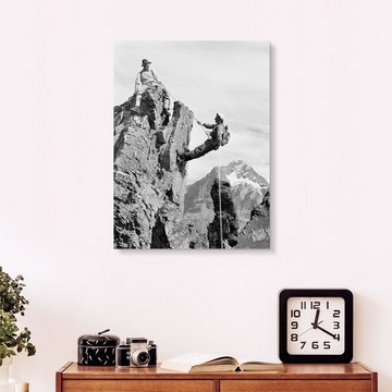 Posterlounge Acrylglasbild Panoramic Images, Kletterer in der Schweiz, Vintage Fotografie