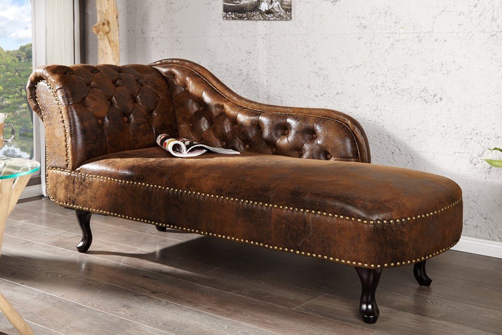 riess-ambiente Recamiere CHESTERFIELD 170cm antik braun, Einzelartikel 1 Teile, im Chesterfield Design