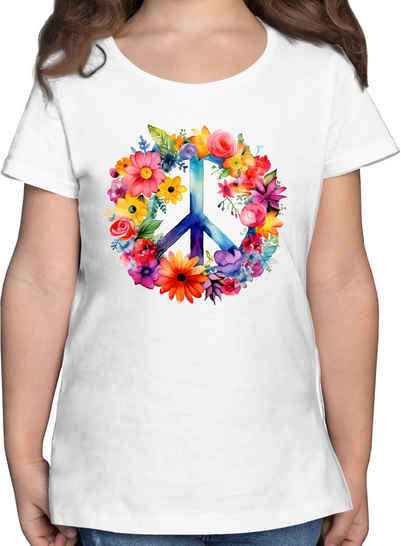 Shirtracer T-Shirt Peacezeichen Peace-Symbol Hippie Frieden 60er 70er Flow Power Flowerpo Statement