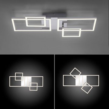 my home LED Deckenleuchte Jorvin, LED fest integriert, Warmweiß, Moderne Deckenlampe stahl L65 x 33,8 cm, schwenkbar, flache Bauform