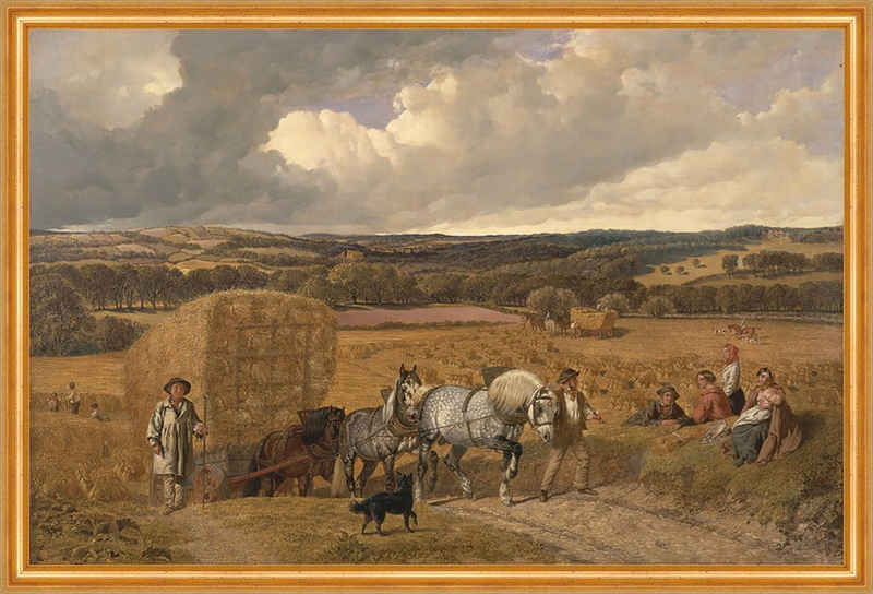 Kunstdruck The Harvest John Frederick Herring Pferde Heuwagen Ernte Hunde Bauern, (1 St)