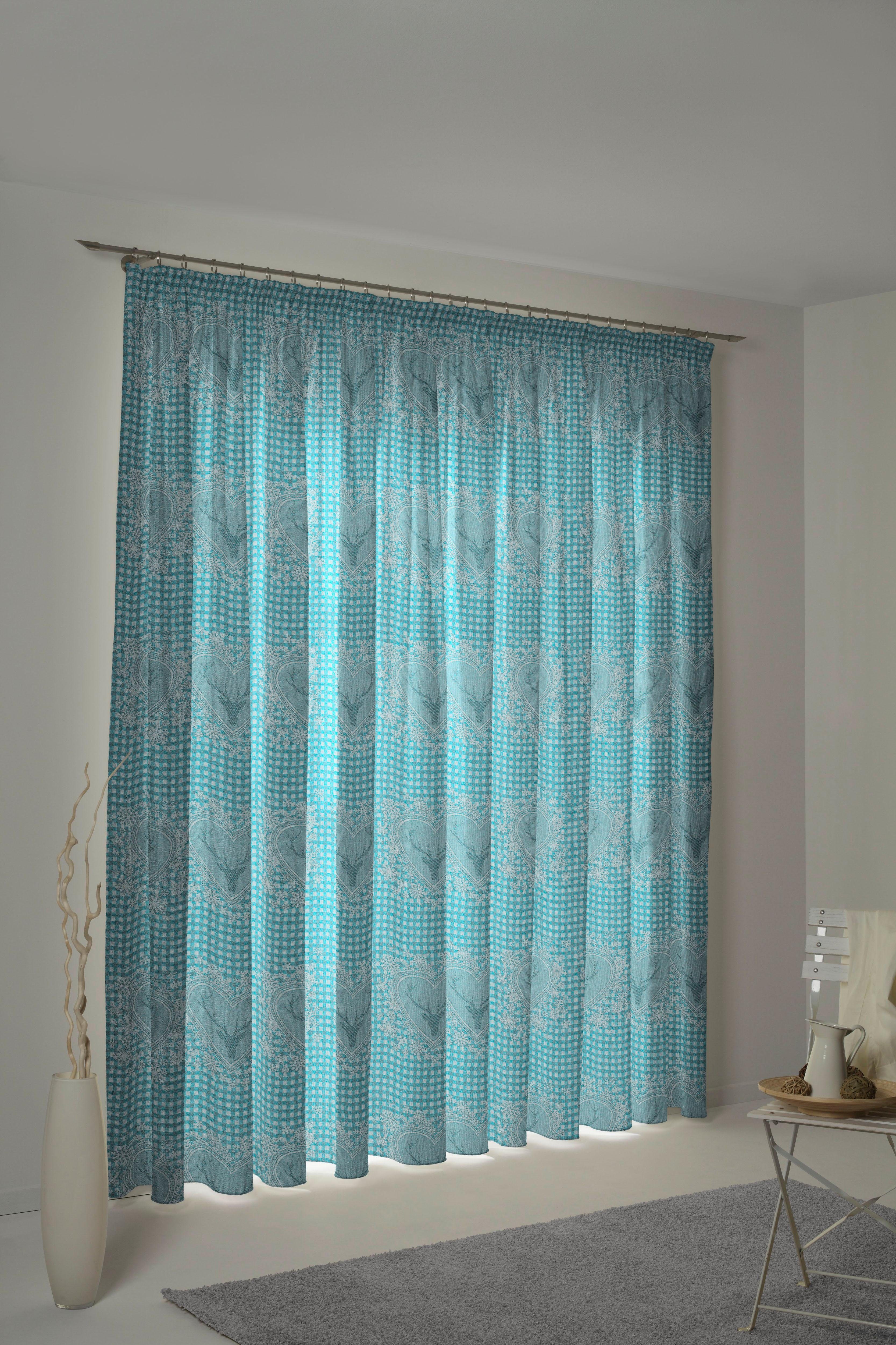 Jacquard Ösen Vorhang blau Stuben, (1 blickdicht, Wirth, St),