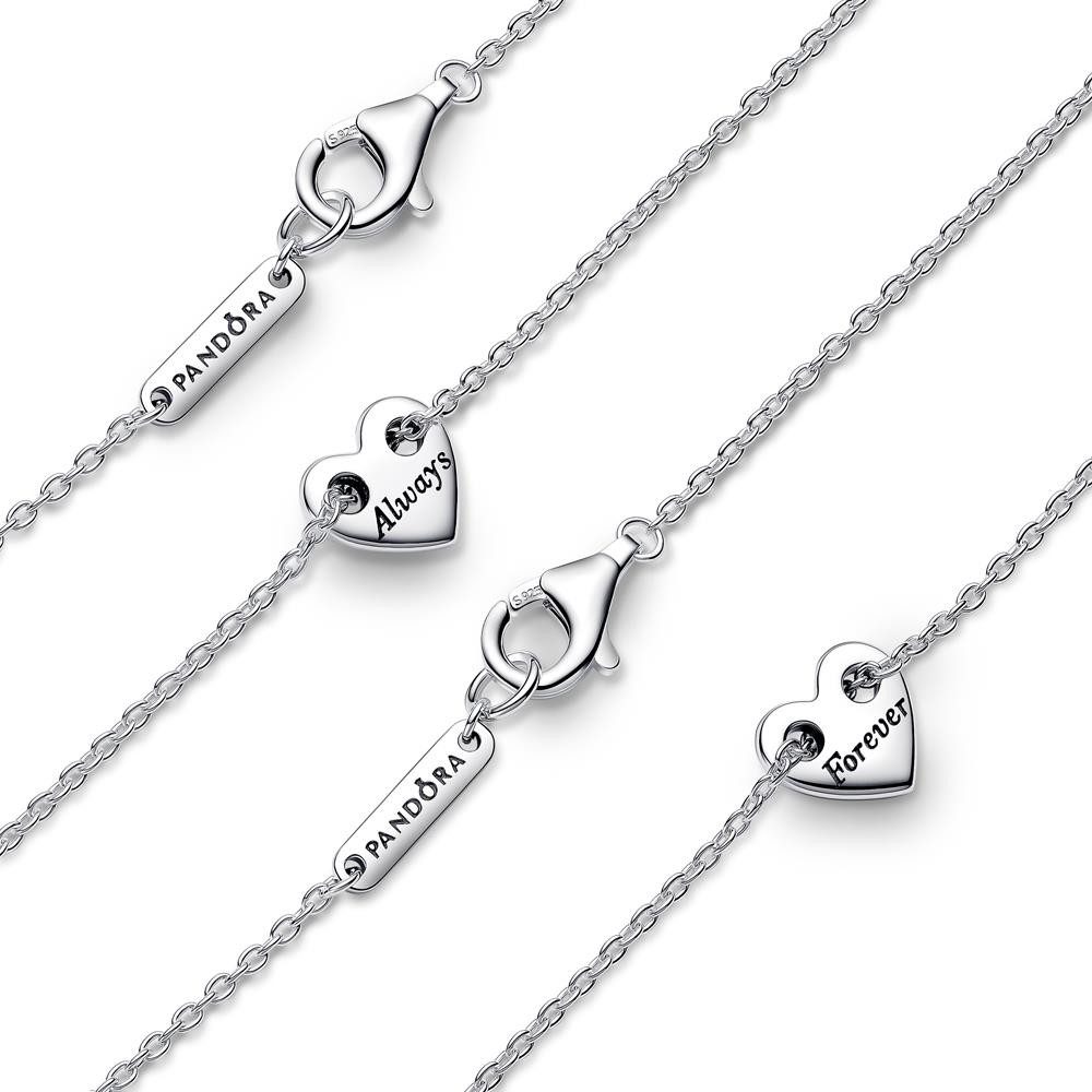 Pandora Kette mit Anhänger 2 Herzketten Forever and Always aus Sterlingsilber von PANDORA