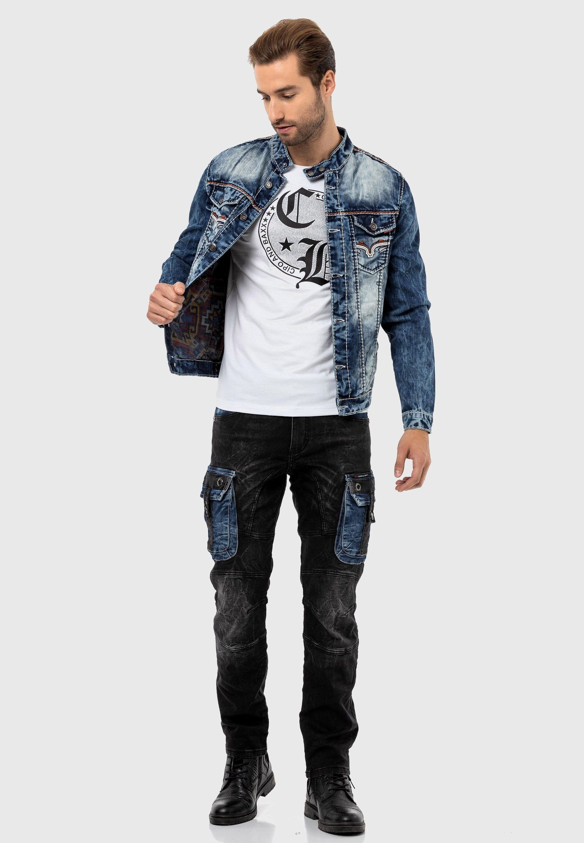 Cipo & Baxx Jeansjacke Jacke im trendigen Design – Bild 4 von 5
