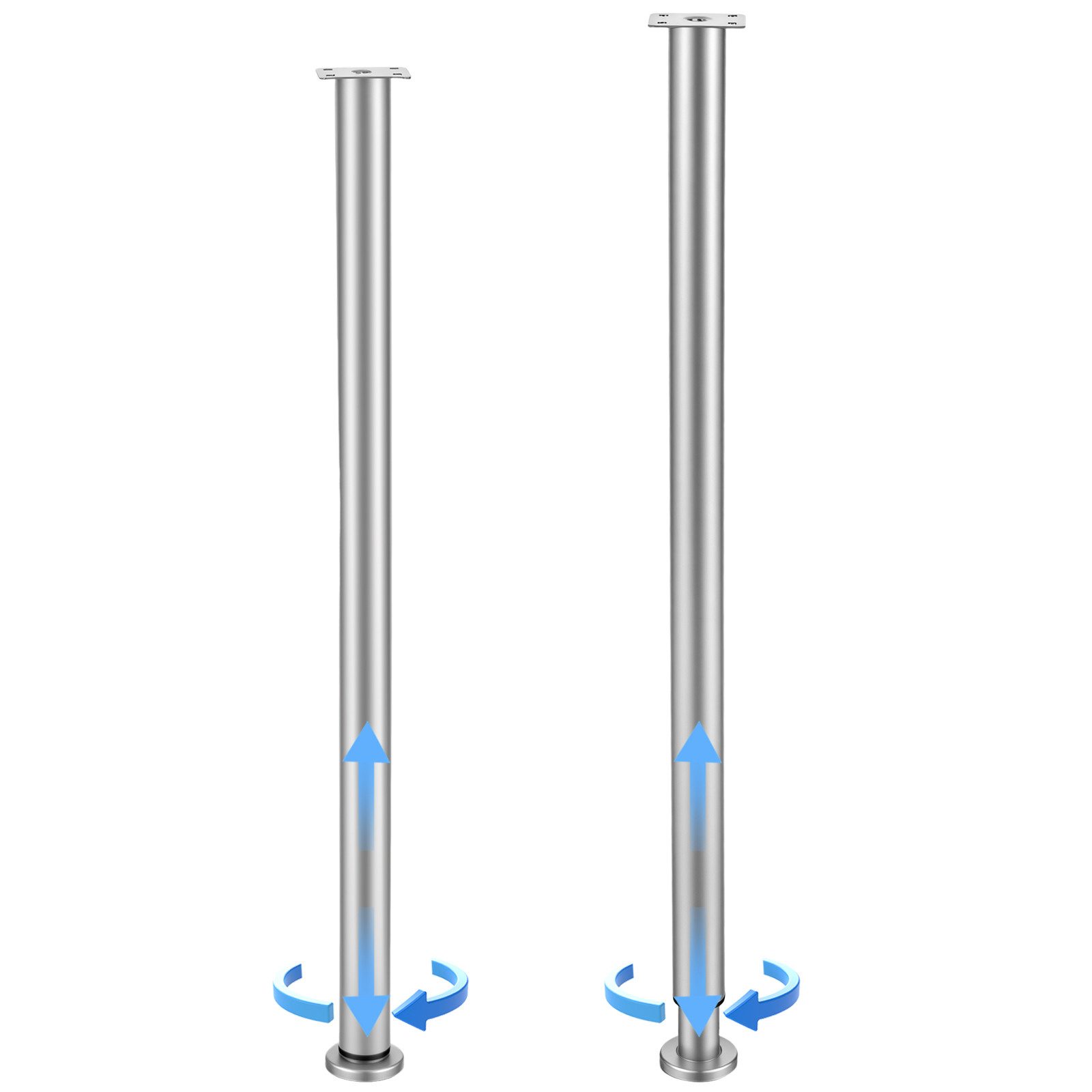 BlingBin Möbelfuß Höhenverstellbare Tischbeine Edelstahl, rutschfest, robust & langlebig, (2er Set, 2-St., Verstellbare Tischbeine 720–1100 mm, Ø50 mm), Möbelbeine zur Erhöhung von Küchentischen