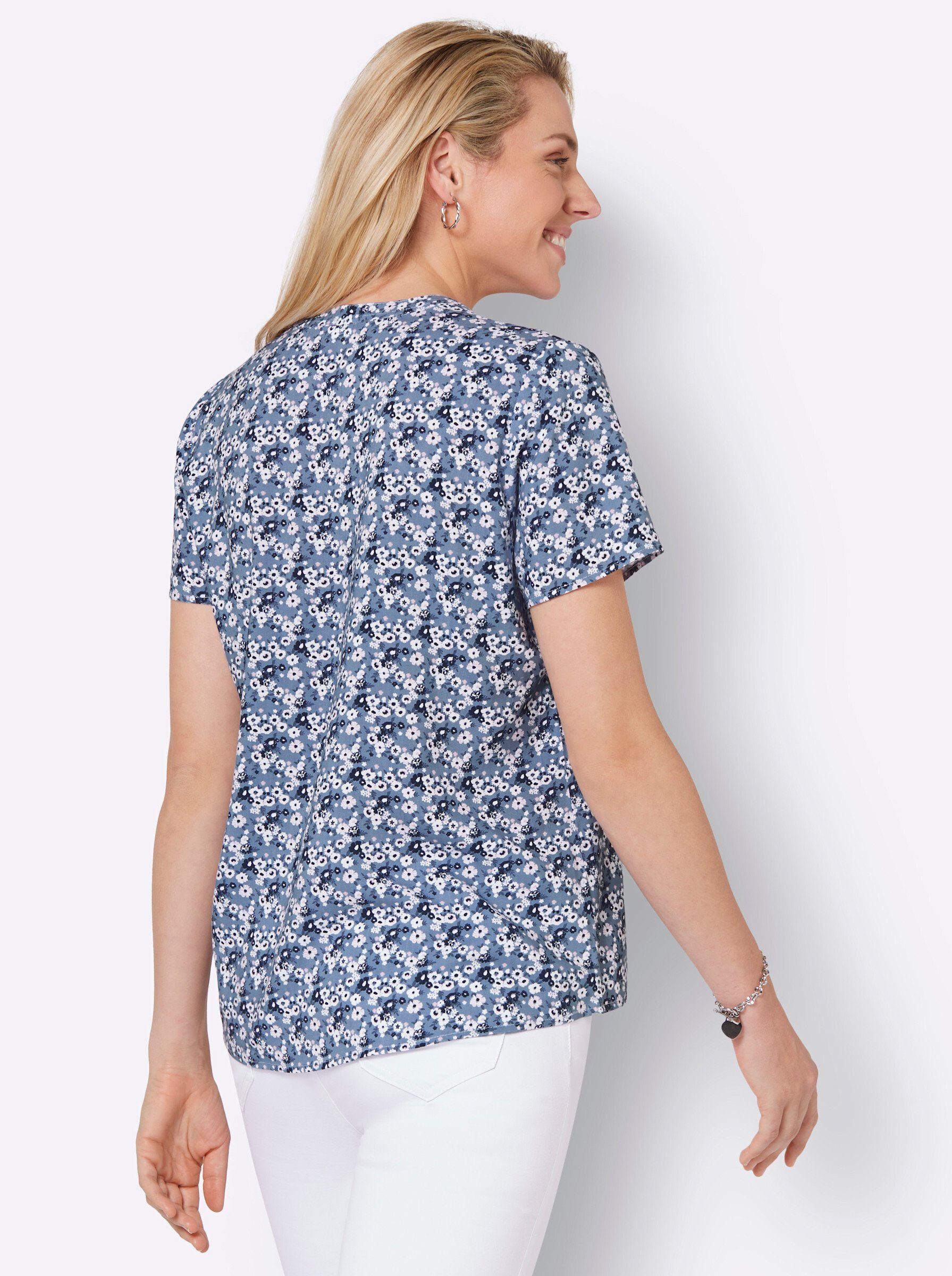 Klassische taubenblau-bedruckt Bluse WEIDEN WITT