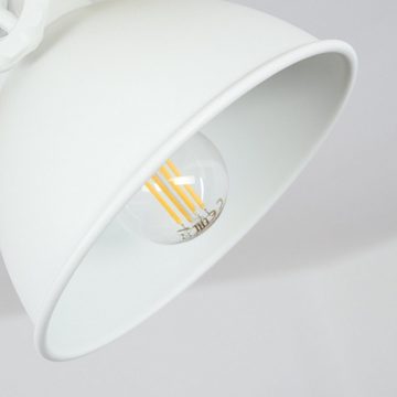 hofstein Deckenleuchte »Mot« moderne Deckenlampe aus Metall/Holz in Weiß/Natur, ohne Leuchtmittel, Leuchte mit 2 verstellbaren Schirmen, 2xE14