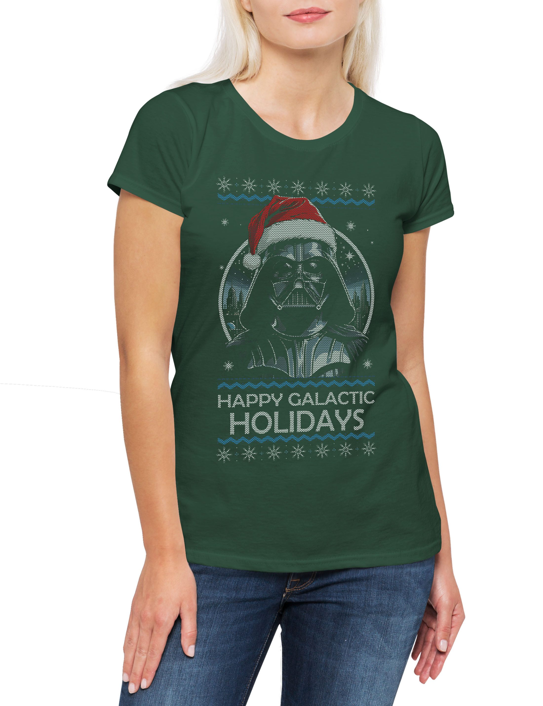 Print-Shirt Happy X-Mas Holidays II Damen T-Shirt Wars Force Vader Merry Holy