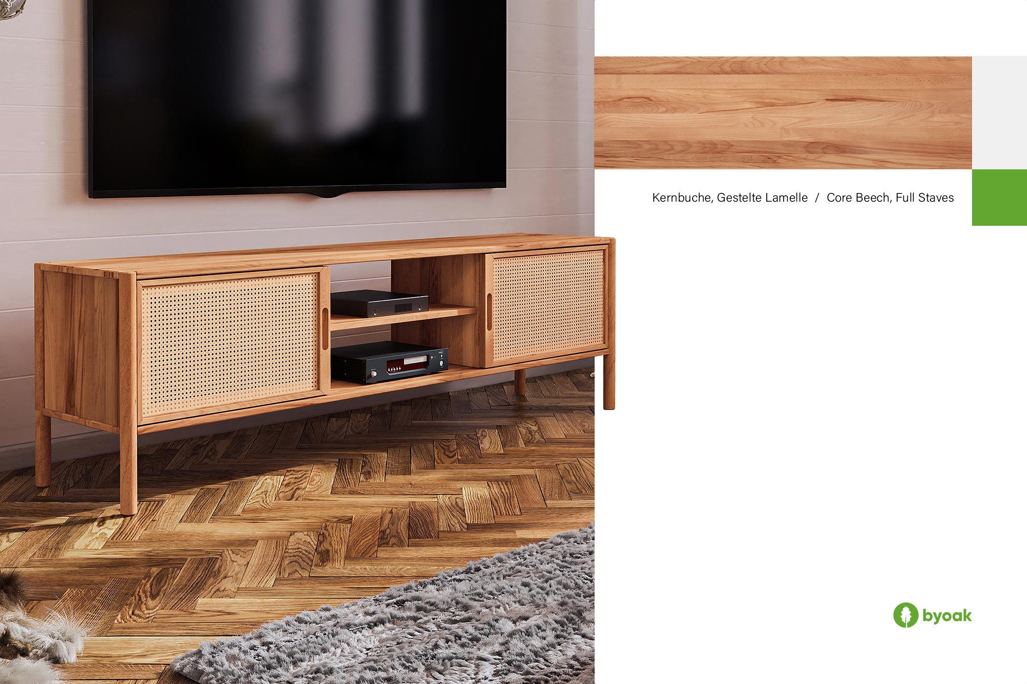 byoak TV-Schrank POLA aus Massivholz, Naturgeölt