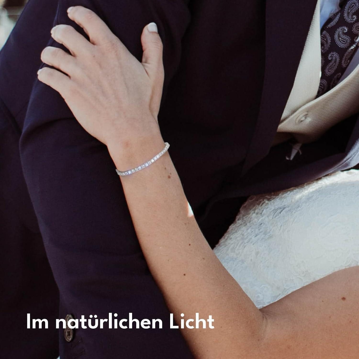 LuxusKollektion Tennisarmband Moissanite Tennisarmband Silber 925 für Damen 4mm 11,7 Karat VVS1 D