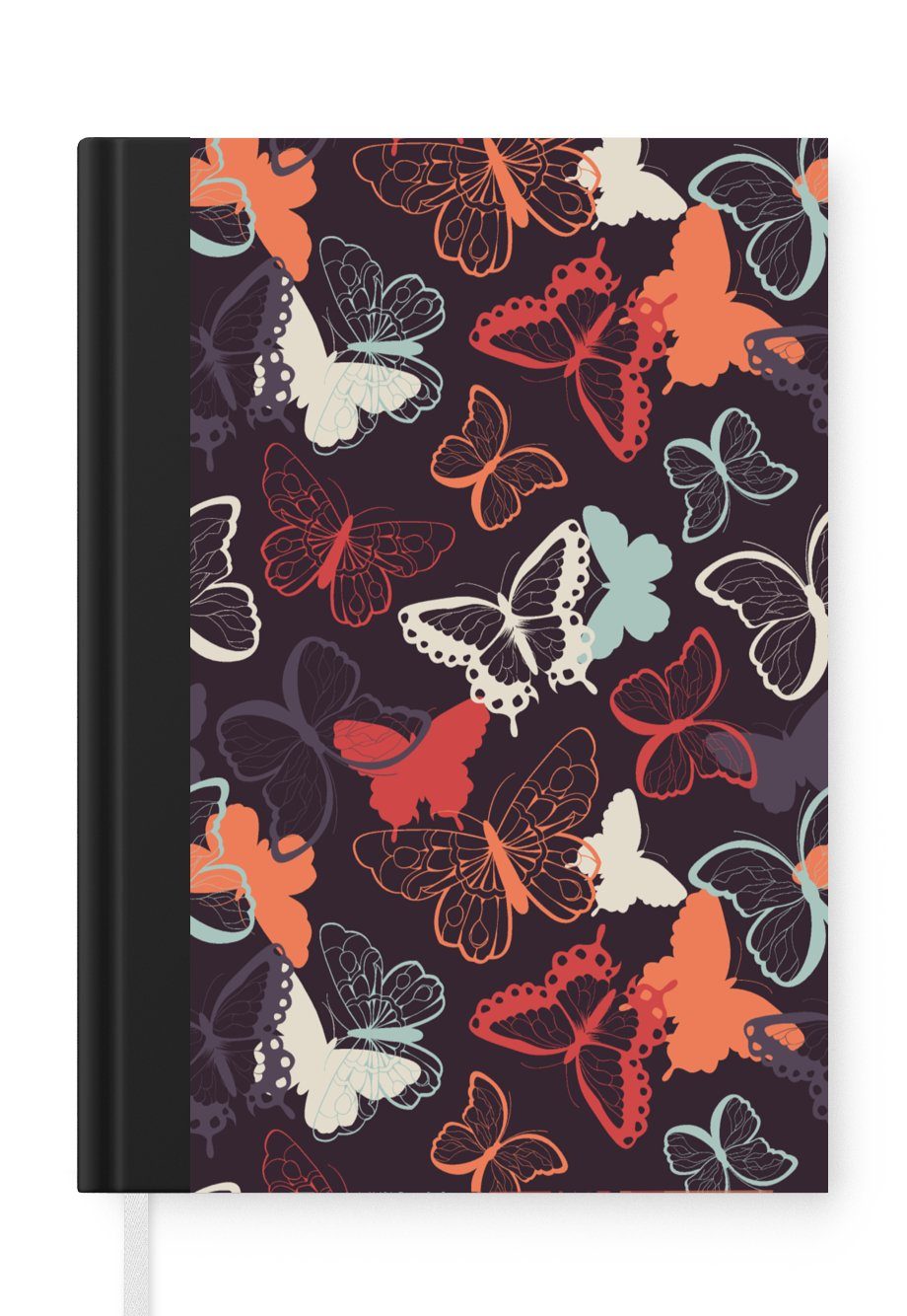 MuchoWow Notizbuch Schmetterlinge - Muster - Abstrakt, Journal, Merkzettel, Tagebuch, Notizheft, A5, 98 Seiten, Haushaltsbuch