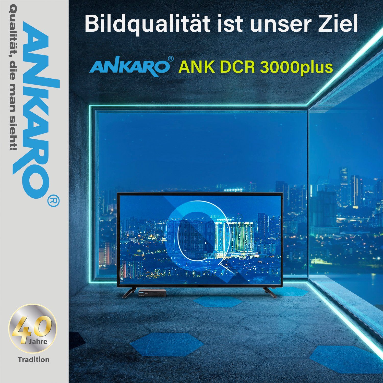 HD DVB-C Ankaro Full Mediaplayer, mit DCR - HDMI, 3000 Kabel-Receiver Aufnahmefunktion Coaxial, (HDTV, PVR) Plus USB, Scart,