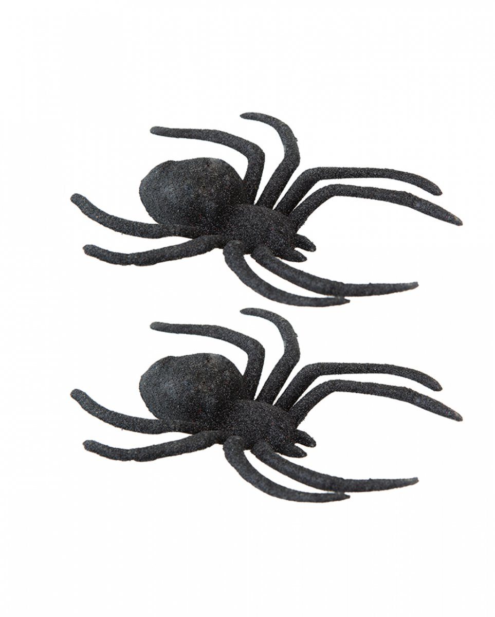 Dekoobjekt Schwarze Glitzer Spinnen für Halloween im 2er Set