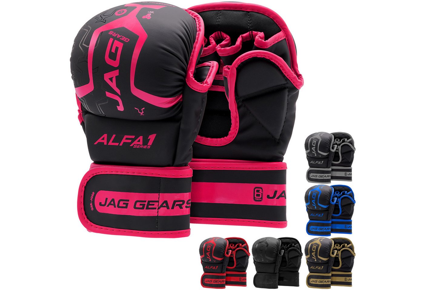 JAG GEARS Boxhandschuhe MMA-Sparringhandschuhe Grappling-Handschuhe Boxtraining und Kampfsport (Set, 1x pair), Open-Palm Design mit High-Density Polsterung & Knöchelschutz