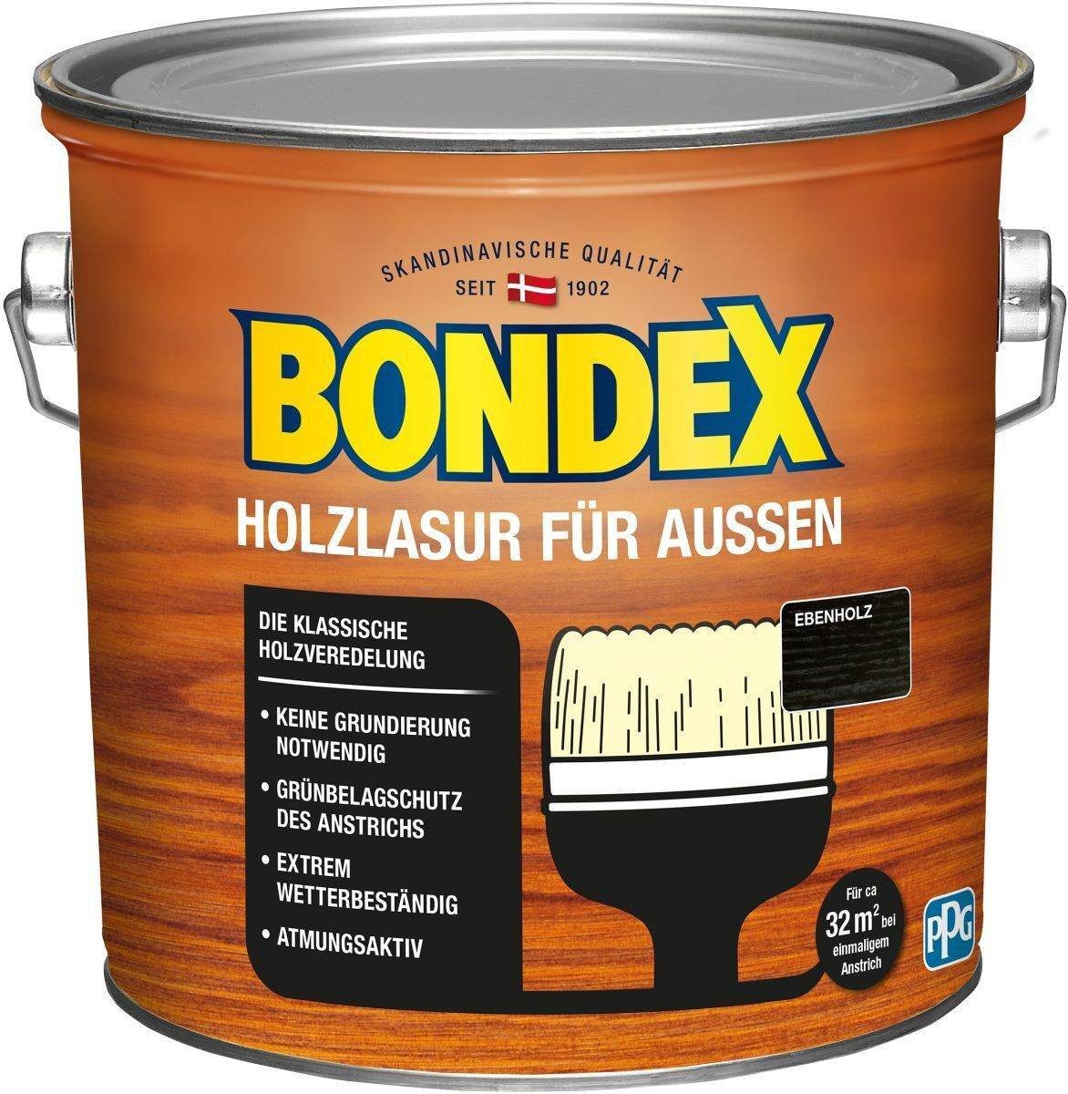 Bondex Holzschutzlasur Bondex Holzlasur für Außen, witterungsbeständig, 2,5 l, Ebenholz