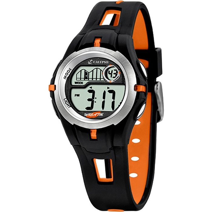 CALYPSO WATCHES Digitaluhr Calypso Jugend Uhr K5506/2 Kunststoffband (Armbanduhr) Herren Armbanduhr rund PURarmband schwarz/orange Sport