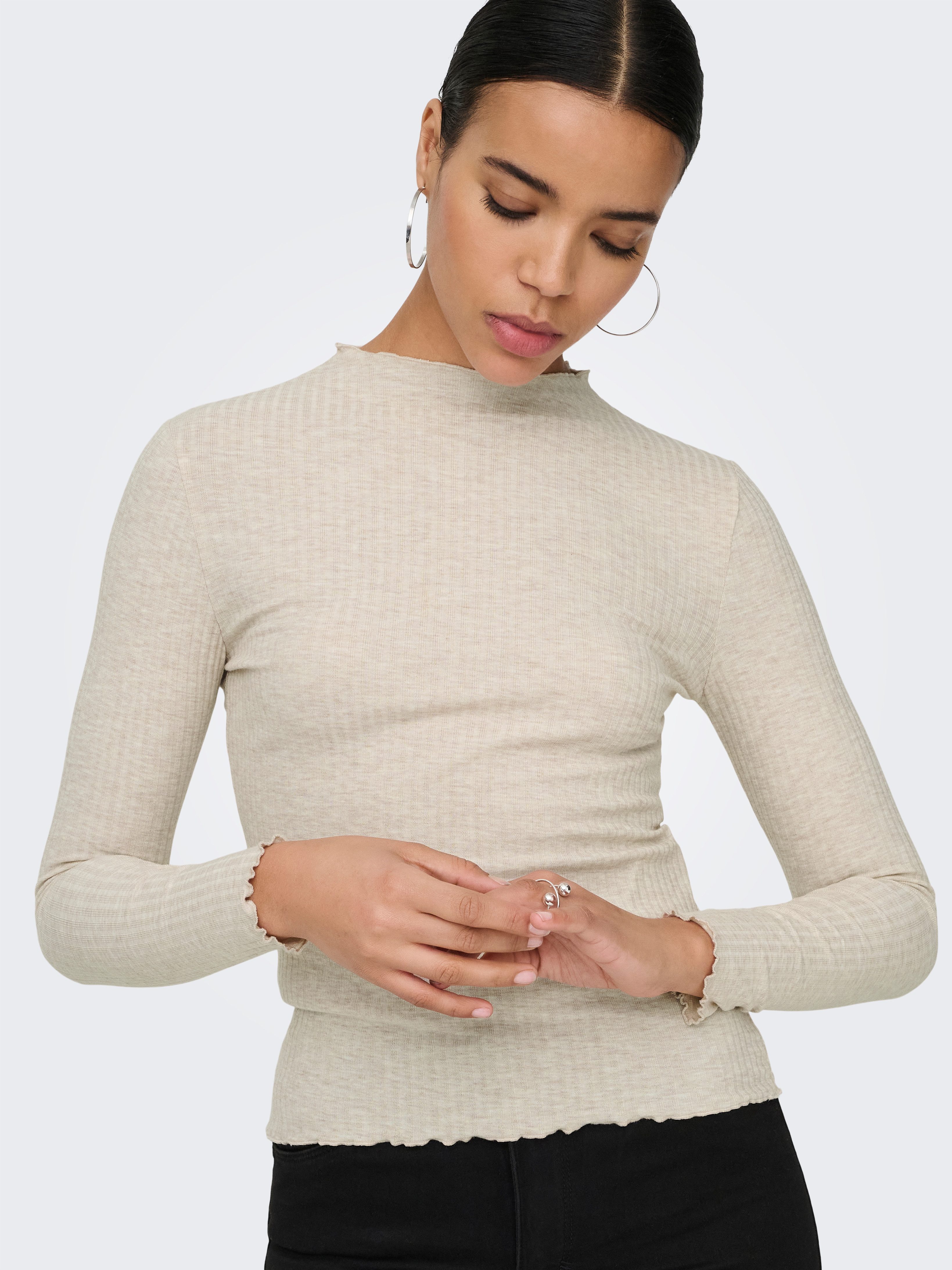 ONLY Langarmshirt ONLEMMA L/S HIGH NECK TOP Materialmix