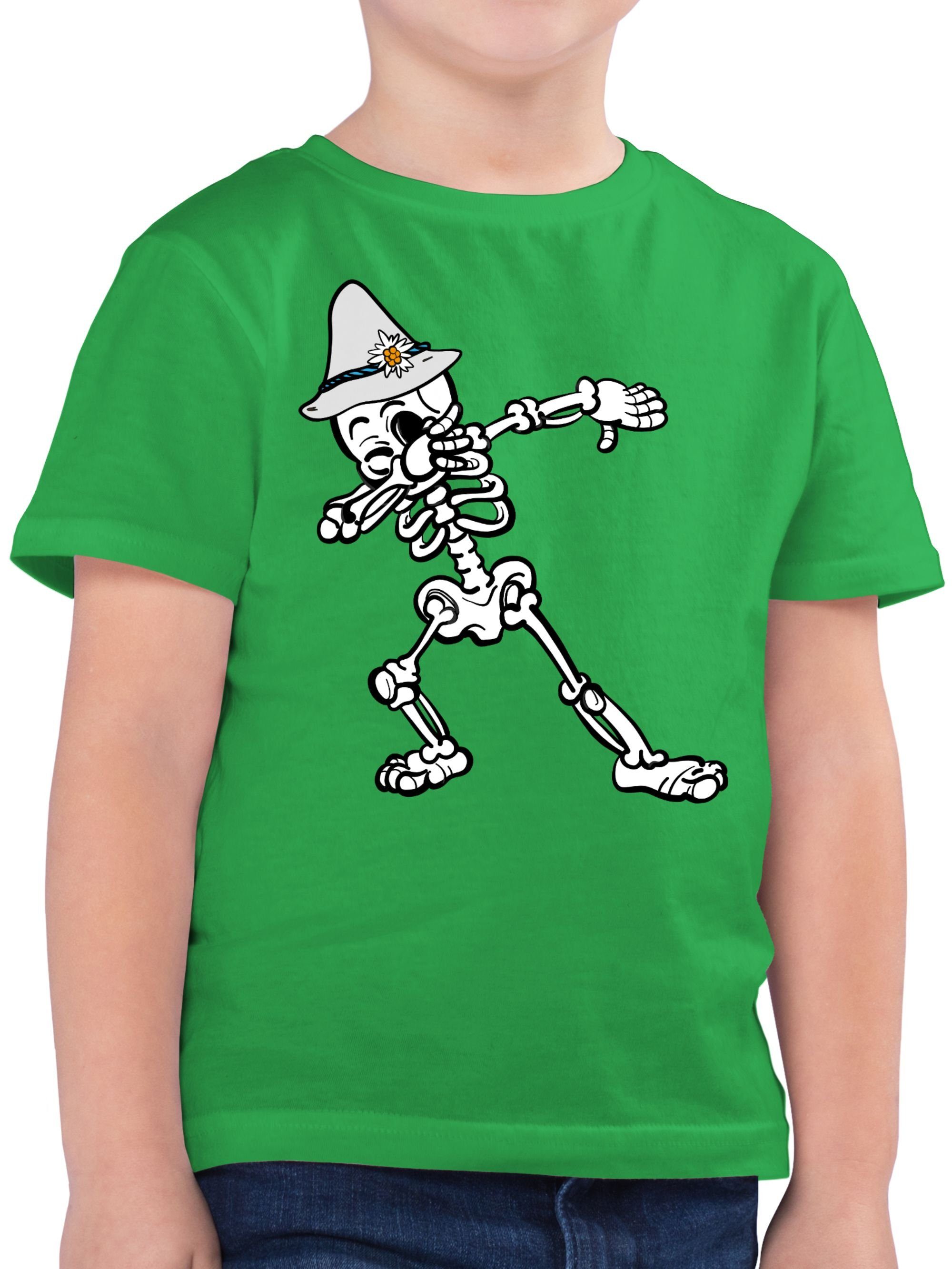 Shirtracer T-Shirt Skelett Dab Wiesn Junge Mode für Oktoberfest Kinder Outfit 2 Grün