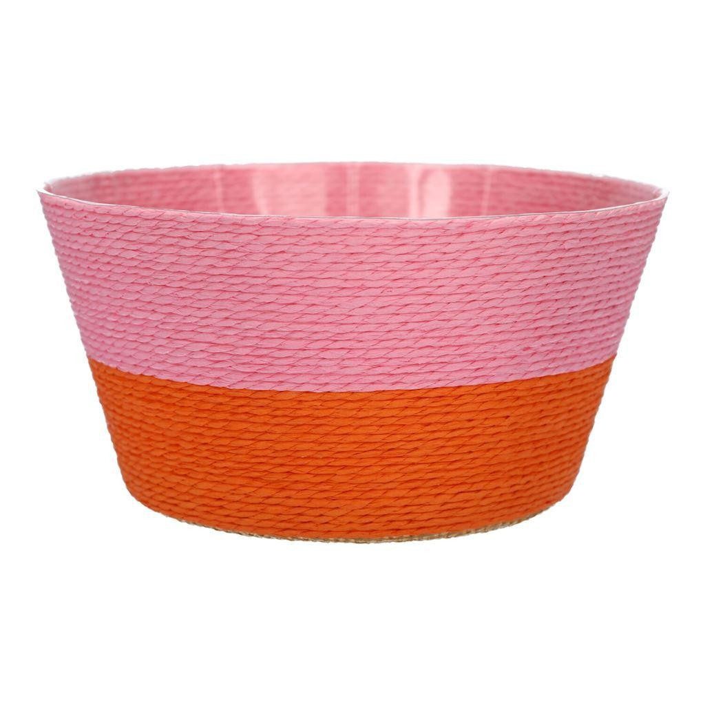 INNA-Glas Übertopf Blumenkorb NERIONKO Duo, rosa-orange, 10 cm, Ø 19 cm