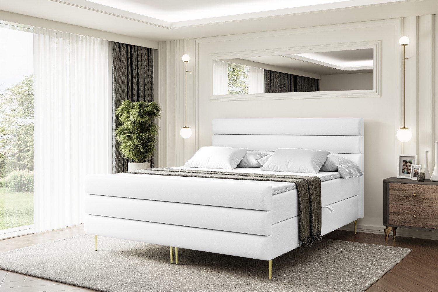 ALTDECOR Boxbett CELESTIA-F-Z (Multipocket-Matratze H4, H3 Matratze Bonellfederung, Topper, Kopfteil)