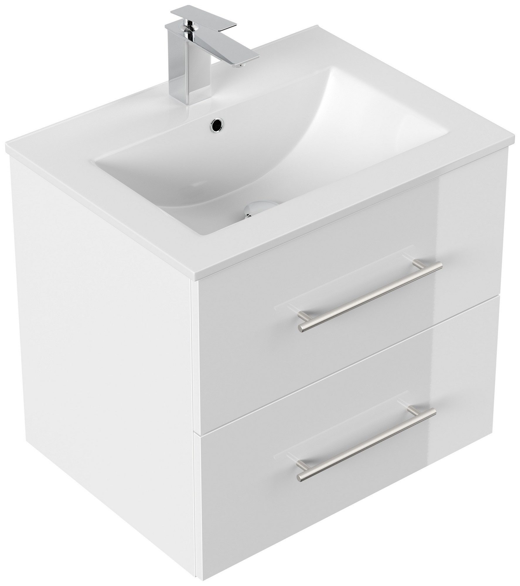 Posseik Badmöbel-Set Badmöbel Waschplatz "Homeline 60" weiß Hochglanz