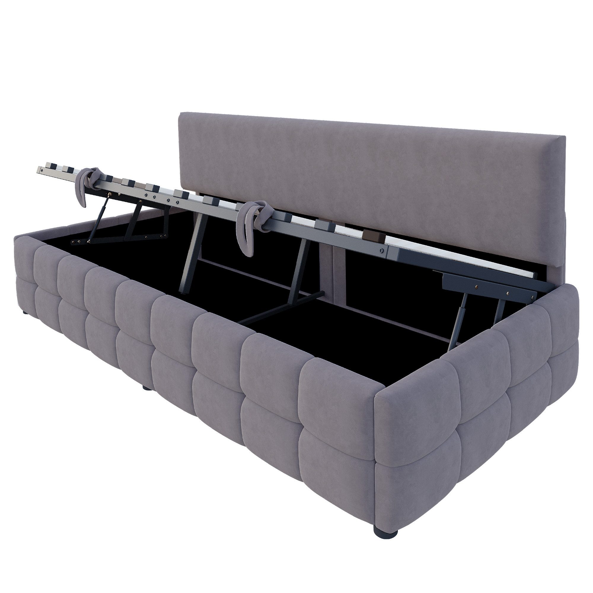 Celya Polsterbett Sofabett Mit Hydraulischem Stauraum (ohne Matratze, 90 x 200 cm, Mit Rückenlehne Ohne Armlehnen, Samtstoff) – Bild 5 von 5