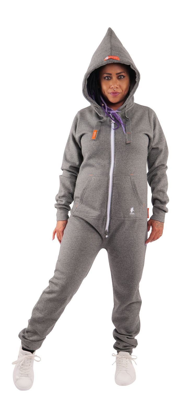 O'Poppy Jumpsuit Damen dunkelgrau (1-tlg) mit Kapuze und Eingrifftaschen günstig online kaufen