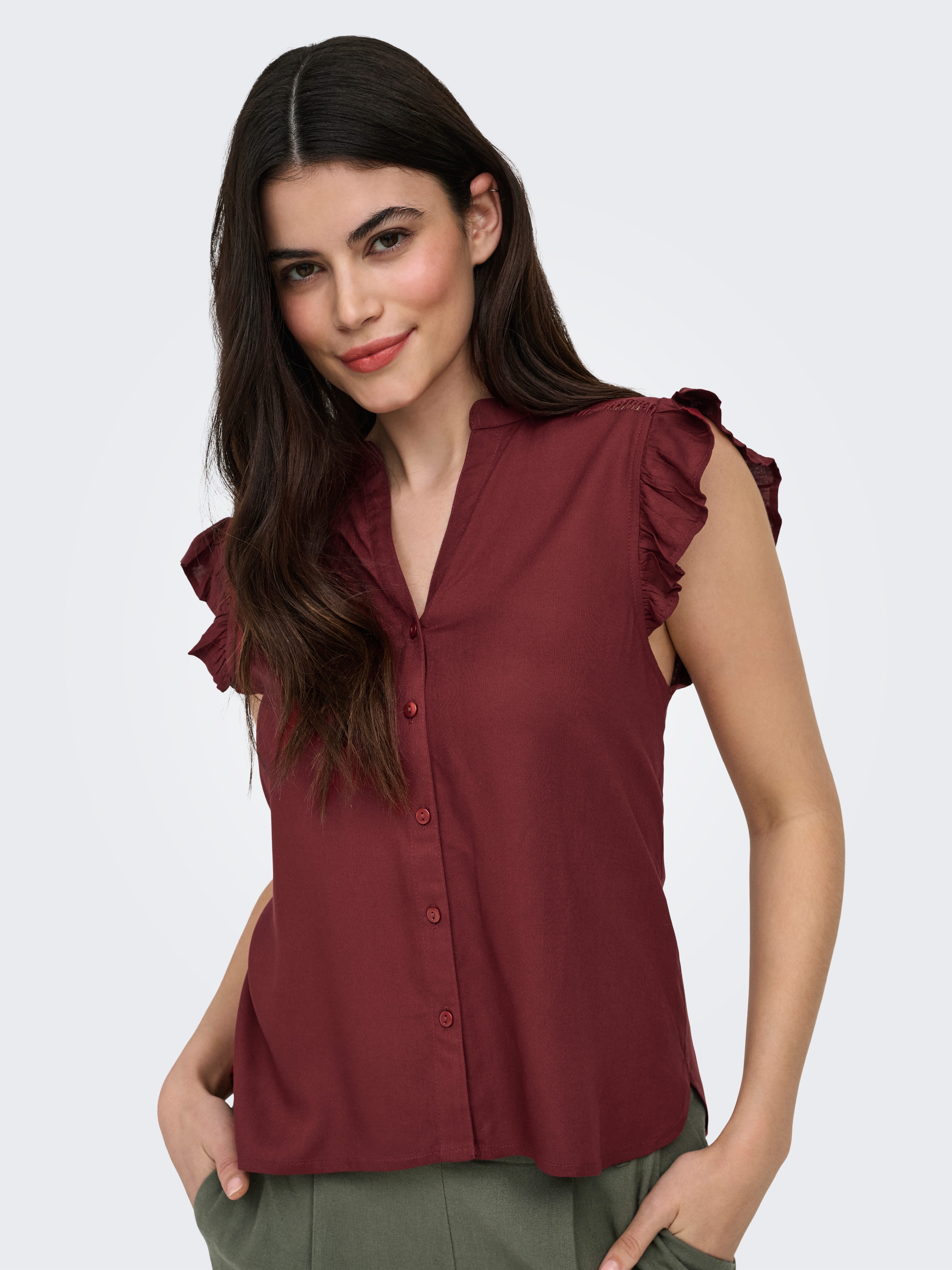 ONLY Kurzarmbluse ONLROSELLA LIFE CAPSLEEVE SHIRT WVN NOOS Viskose, regular fit