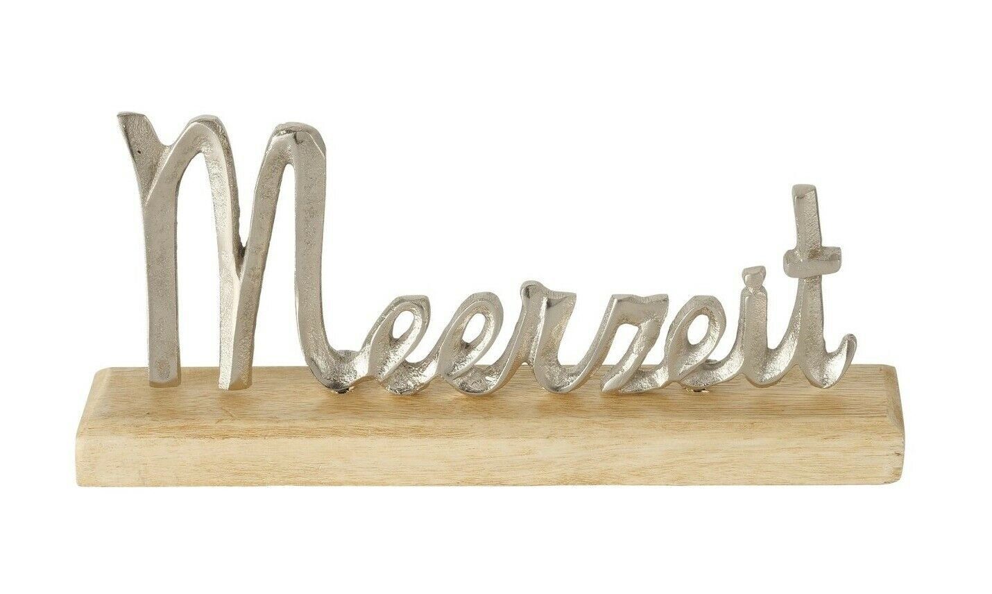 Meinposten Deko-Schriftzug Meerzeit Meer Holz Mangoholz maritim (1 Metall Dekoration St) 28 Deko cm