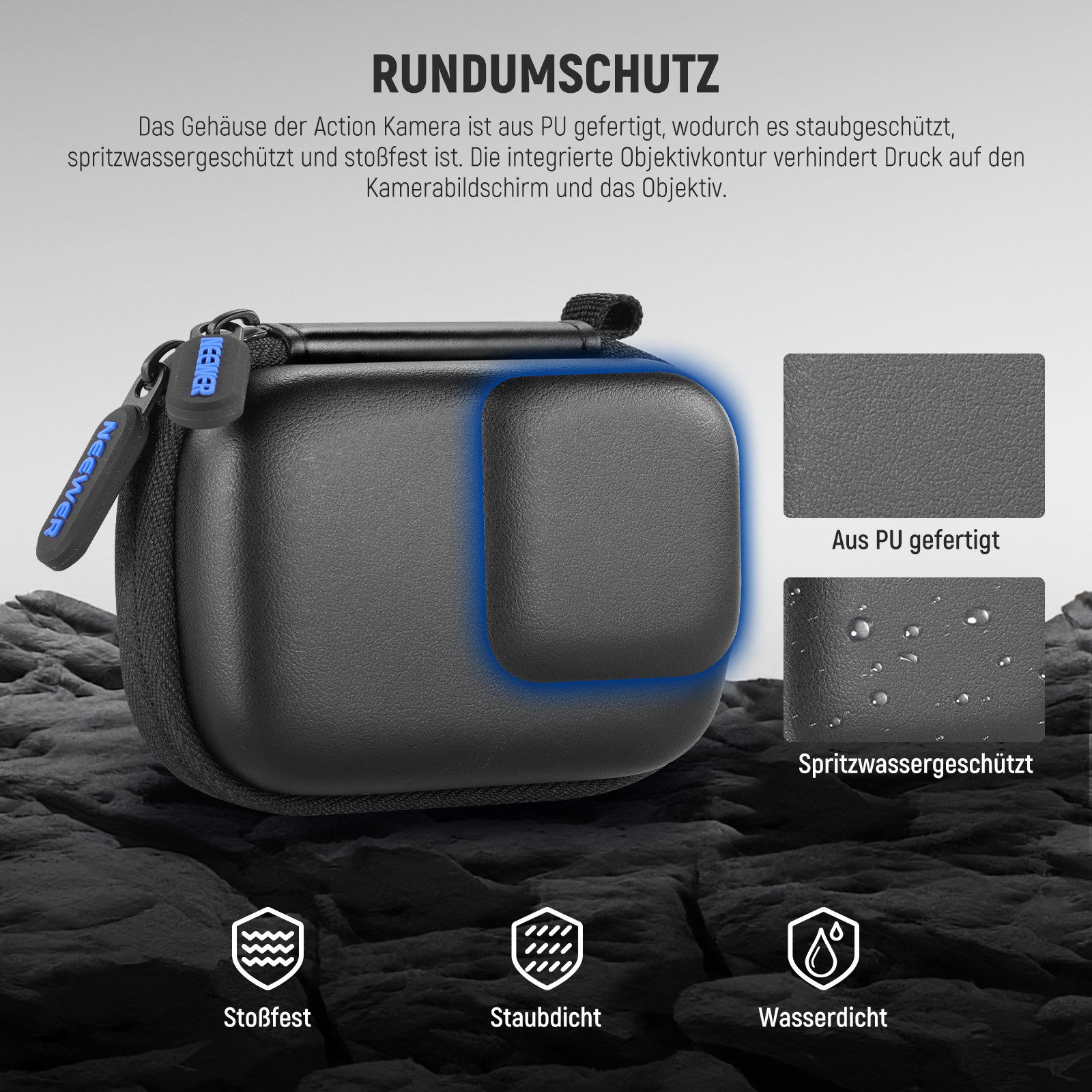 Neewer Kameratasche Kameratasche Case kompatibel mit DJI OSMO Action 5 Pro 4 3 (Packung), kleine Reise Aufbewahrungstasche Hülle mit Karabiner – Bild 3 von 5