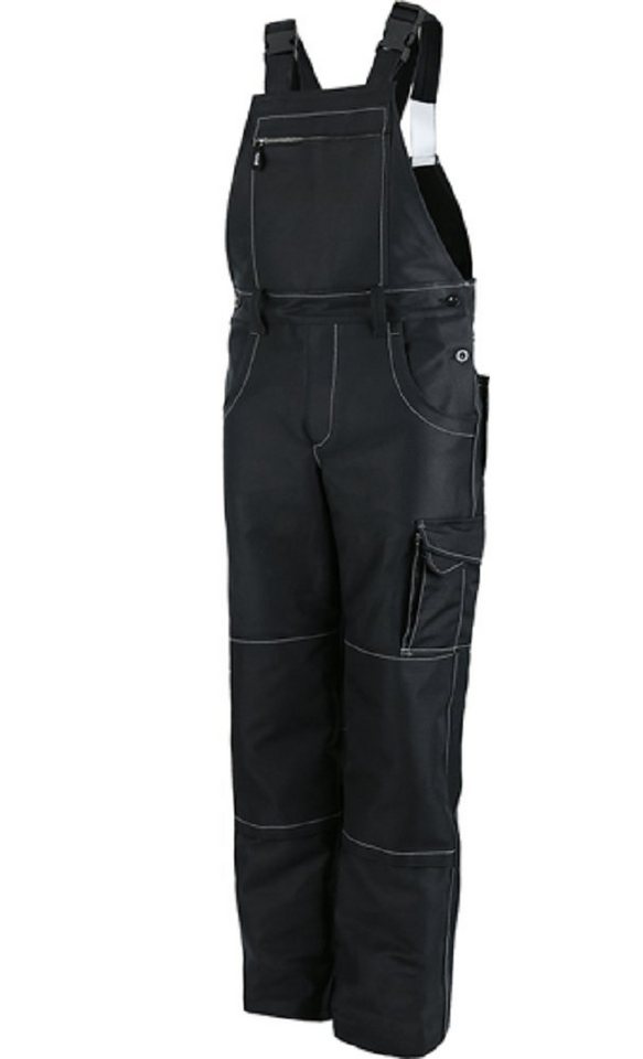 JOB Arbeitshose Latzhose aus Doppel-Pilot schwarz mit Kniepolstertaschen