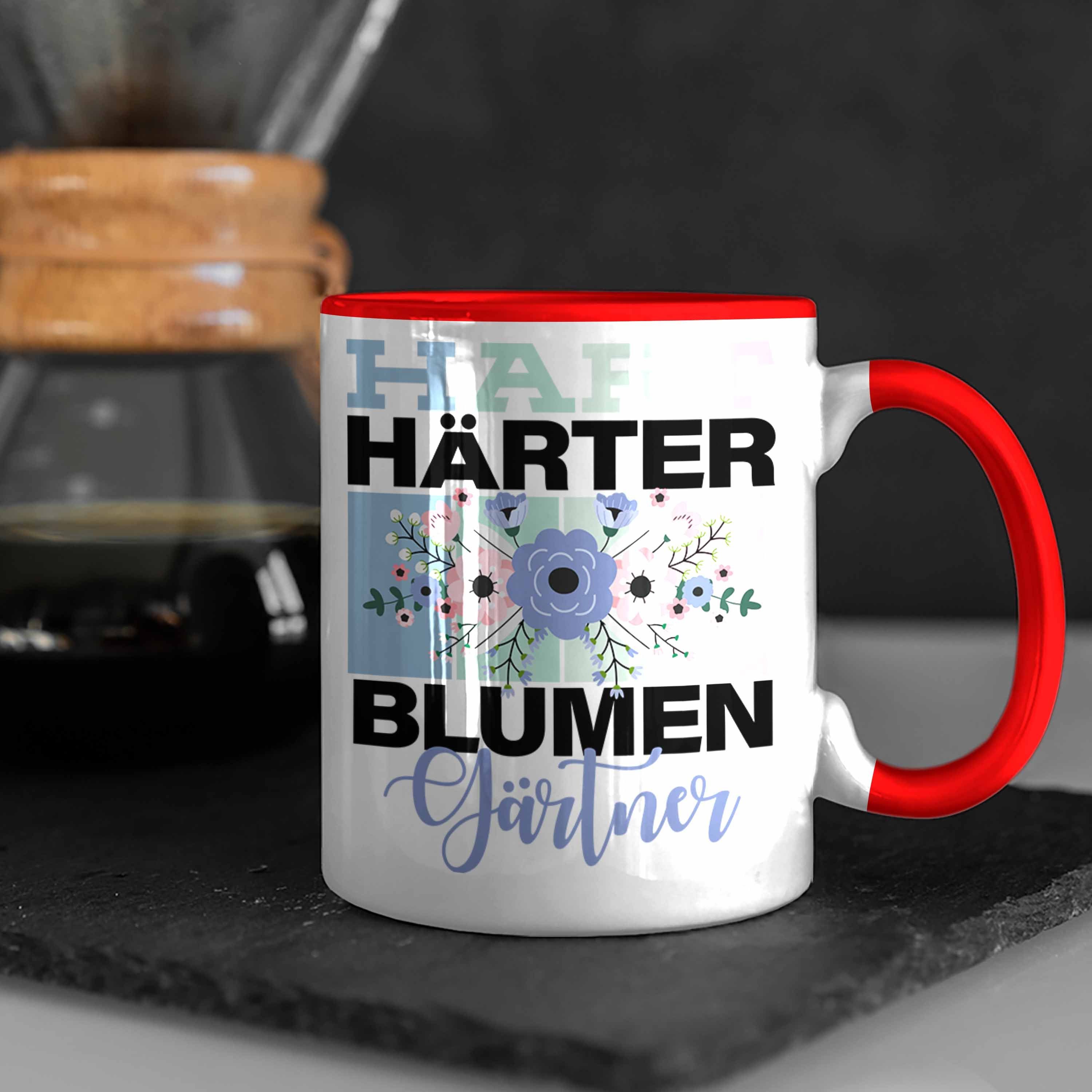 Rot Tasse Blume Trendation Tasse Spruch Geschenkidee "Hart Lustige Blumengärtner für Härter