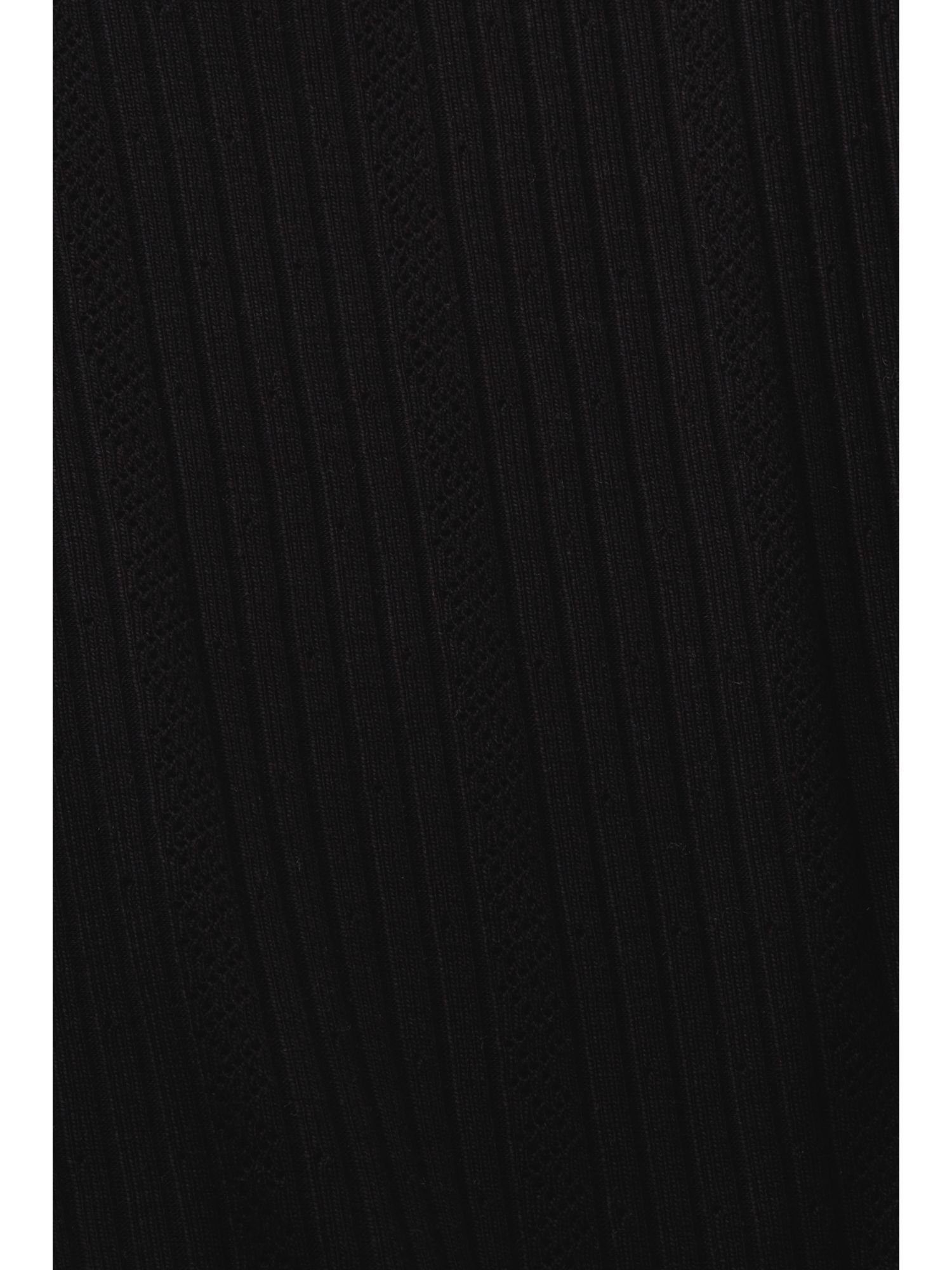 Baumwollmix aus Esprit Langarmshirt Oberteil (1-tlg) Geripptes BLACK