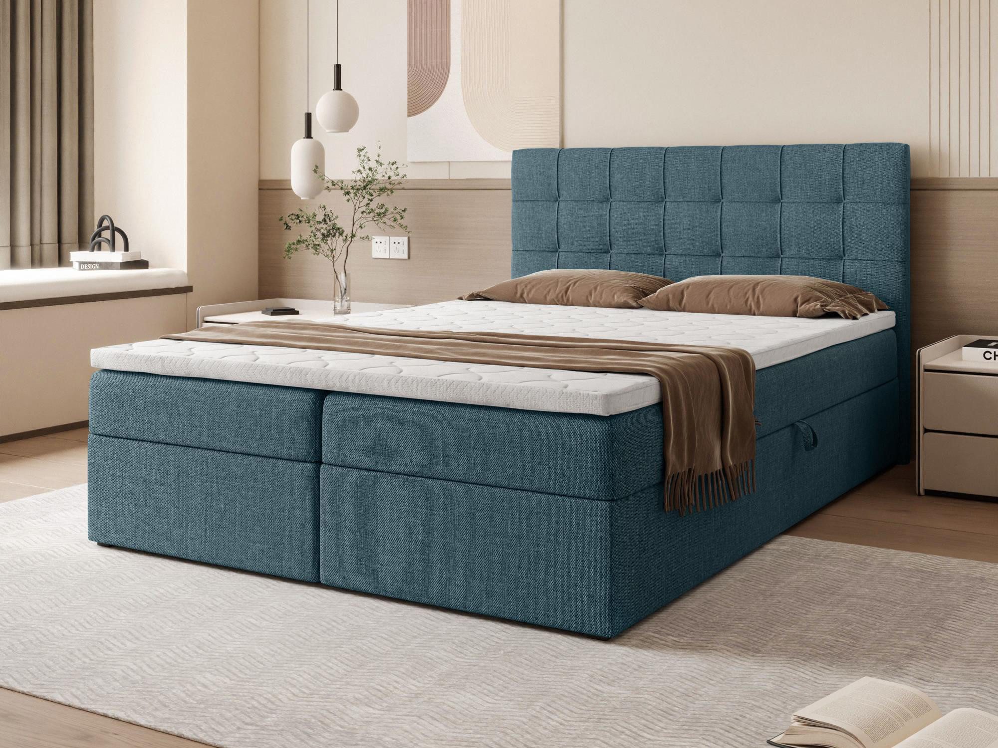 Beautysofa Boxspringbett mit Bettkasten Topiq II, günstig online kaufen