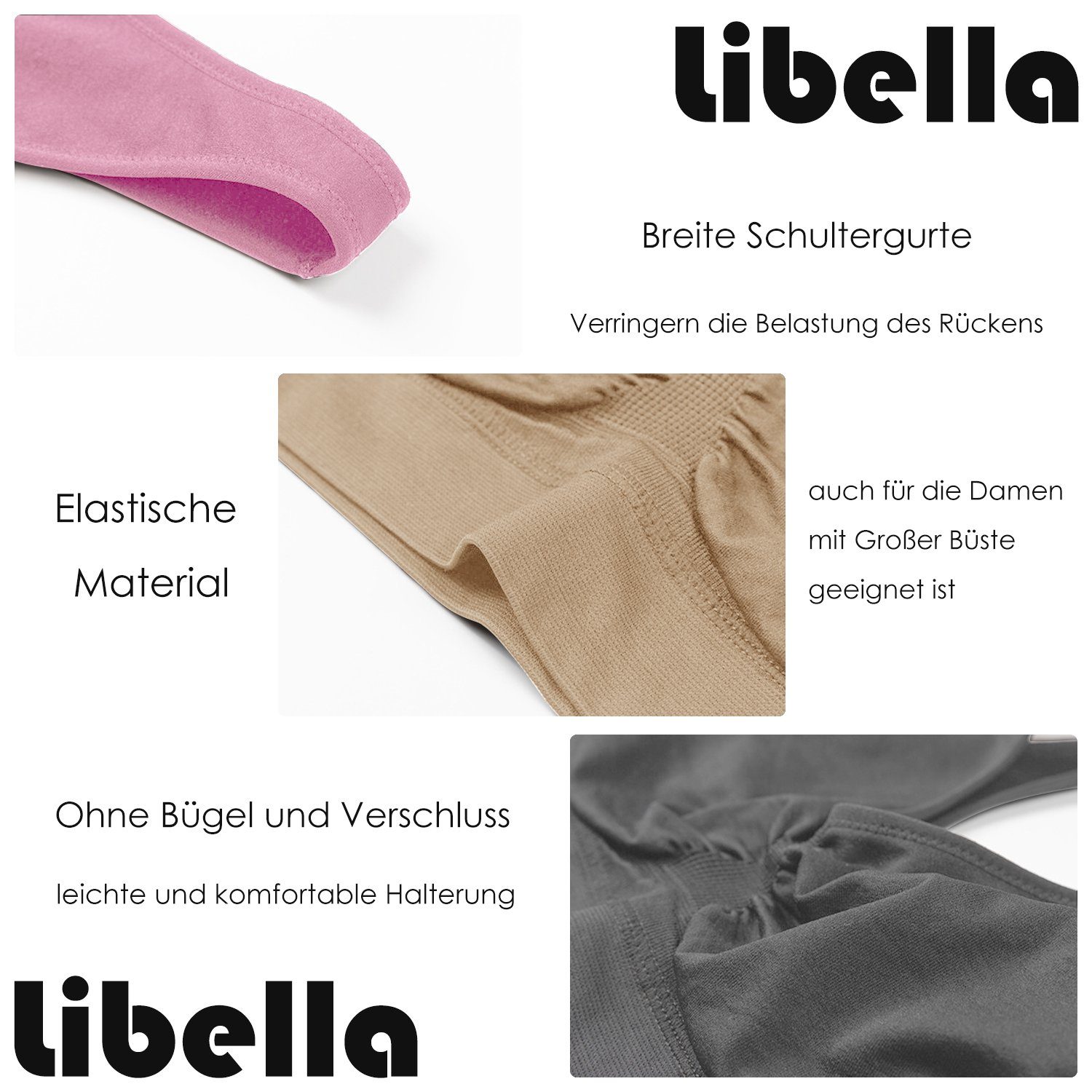 Set-2 Set: Bügelloser 3717-3747 Bustier Libella (3er-Pack) Komfort-BH Soft-BH