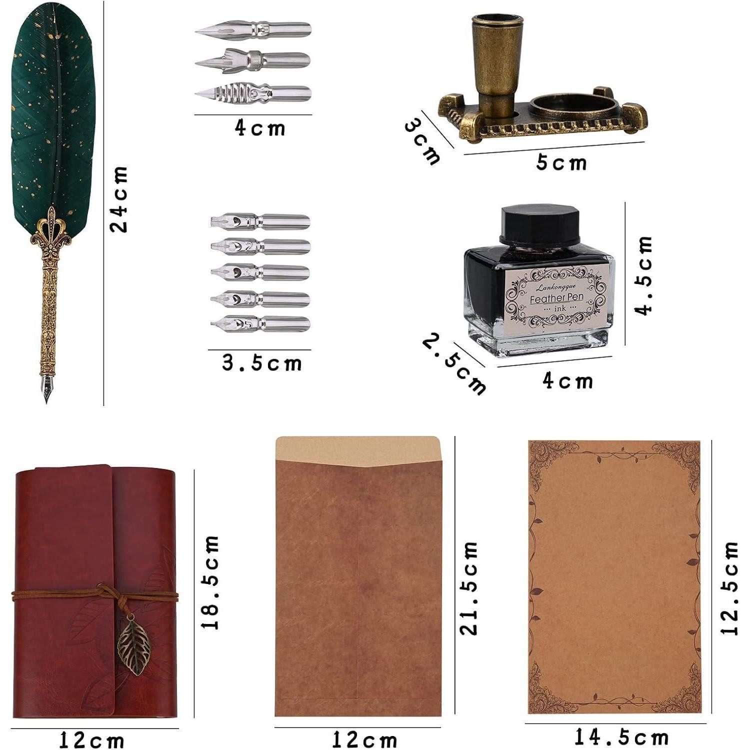 LuxusKollektion Kalligraphie-Stift Kalligraphie Schreibfeder Set Vintage Dip Pen Handgemacht Federn Ink – Bild 5 von 5