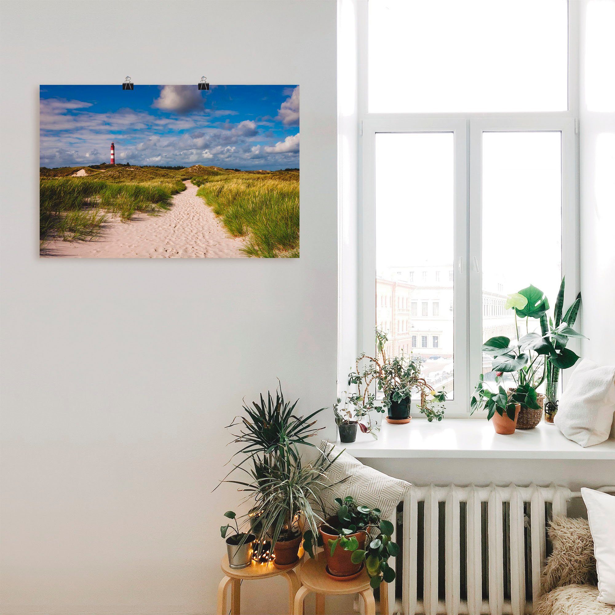 Poster Alubild, in Leuchtturm oder Amrum, Insel versch. Wandaufkleber - Größen Artland Küste St), (1 Wandbild Strandweg zum Leinwandbild, als