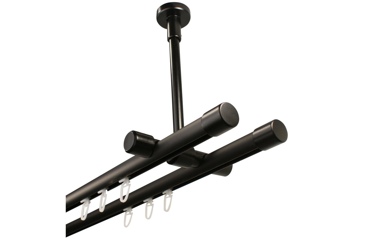 iso-design Gardinenstange Innenlauf 2-läufig schwarz Deckenmontage Endstück günstig online kaufen