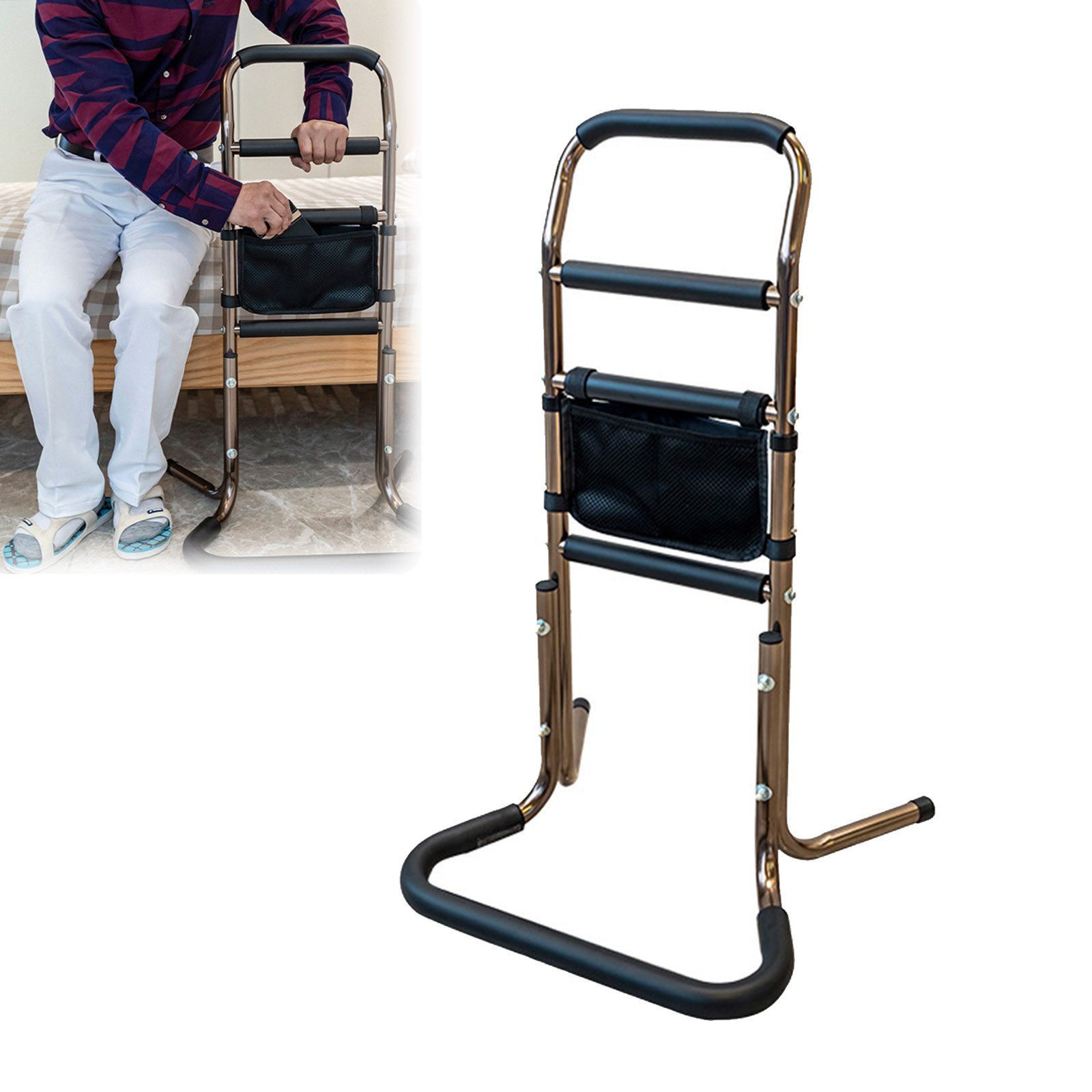 TWSOUL Stehhilfe Mobile Aufstehhilfe für Senioren mit Tasche, Sicher Höhenverstellbar, Senioren Aufstehhilfe für Bett&Stuhl, Sitz- und Stehhilfe Haltegriff