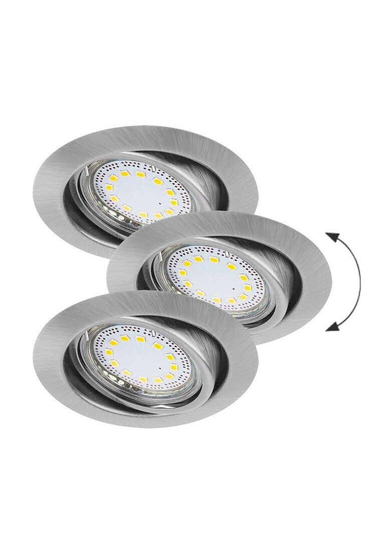 Rabalux LED Deckenspots "Lite" 3-flammig, Metall, silber, rund, 3W, GU10, warmweiß, 240lm, warmweiß
