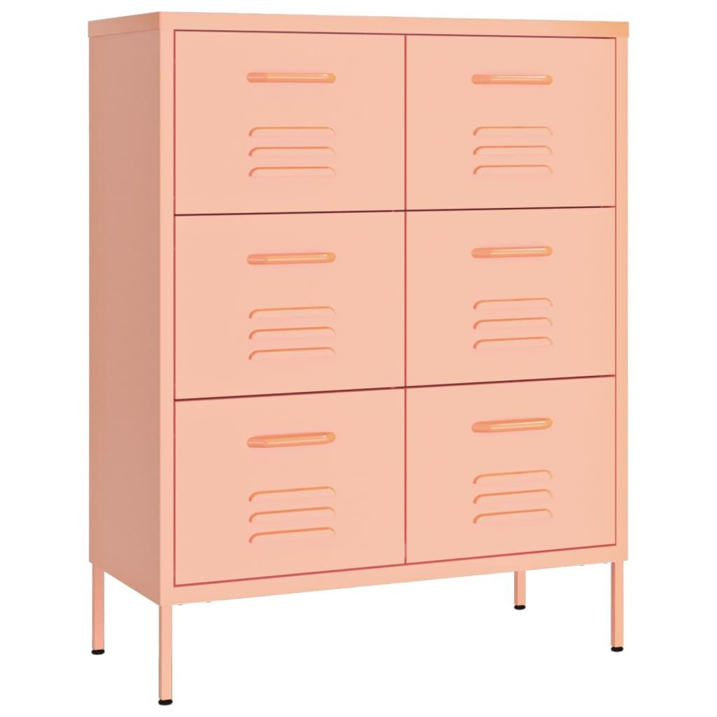 furnicato Kommode Rosa Schubladenschrank aus Stahl 80 x 35 x 101,5 cm (1 St)