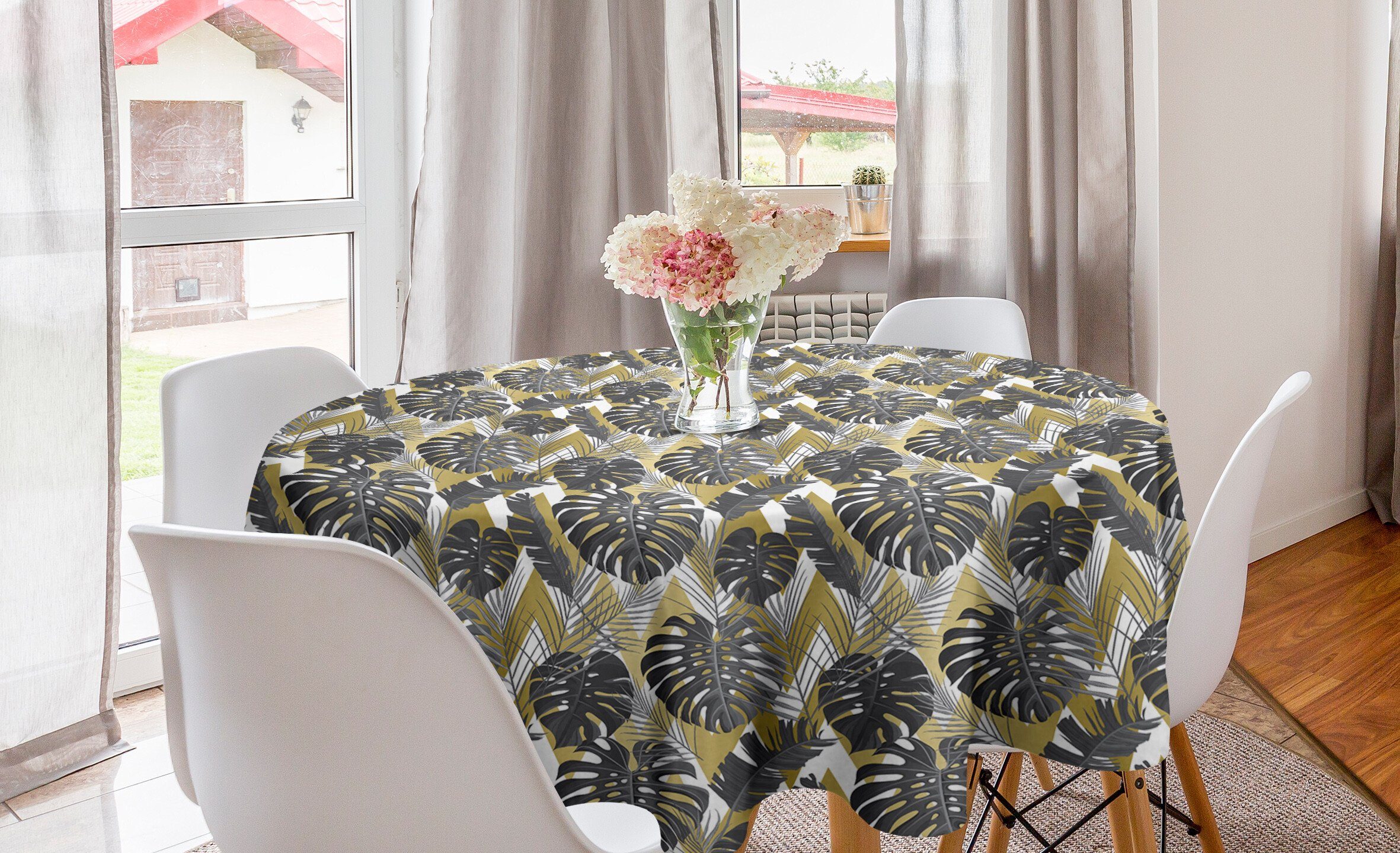 Tischdecke Stil Bananenblatt Tischdecke Abdeckung Dekoration, Küche Moderne Aloha Abakuhaus Esszimmer für Kreis