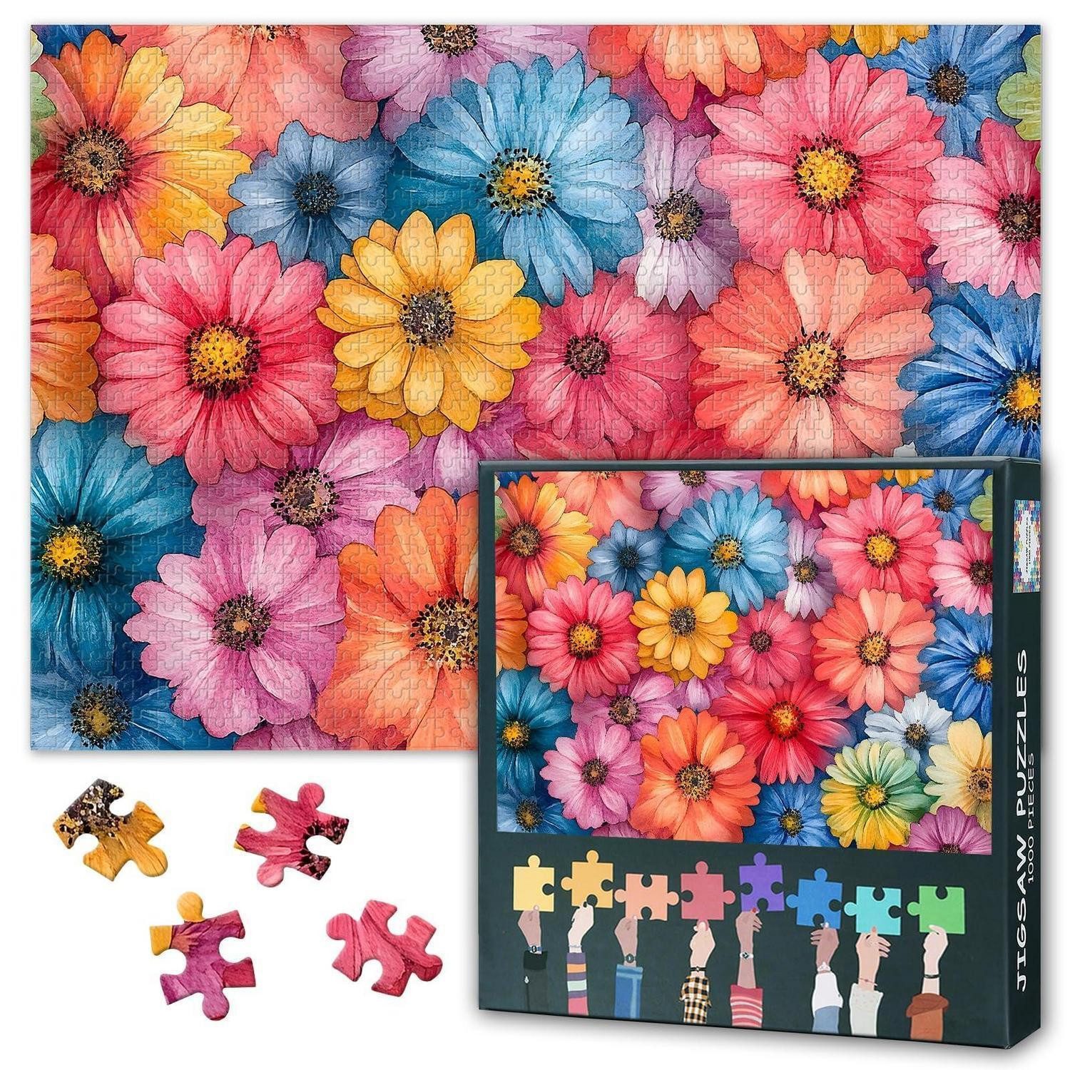 LuxusKollektion Puzzle Puzzle 1000 Teile Blumen Bunt 50x70cm, Puzzleteile