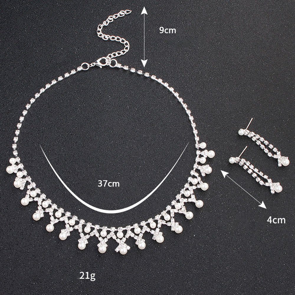 Bräute Accessoires Halskette LAKKEC Set (2-tlg), Schmuckset für Moden Brautschmuck Schmuckset Ohrringe Set