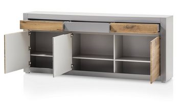 Furn.Design Sideboard Tamaris (Anrichte in matt grau mit Eiche, 217 x 90 cm), mit Soft-Close-Funktion