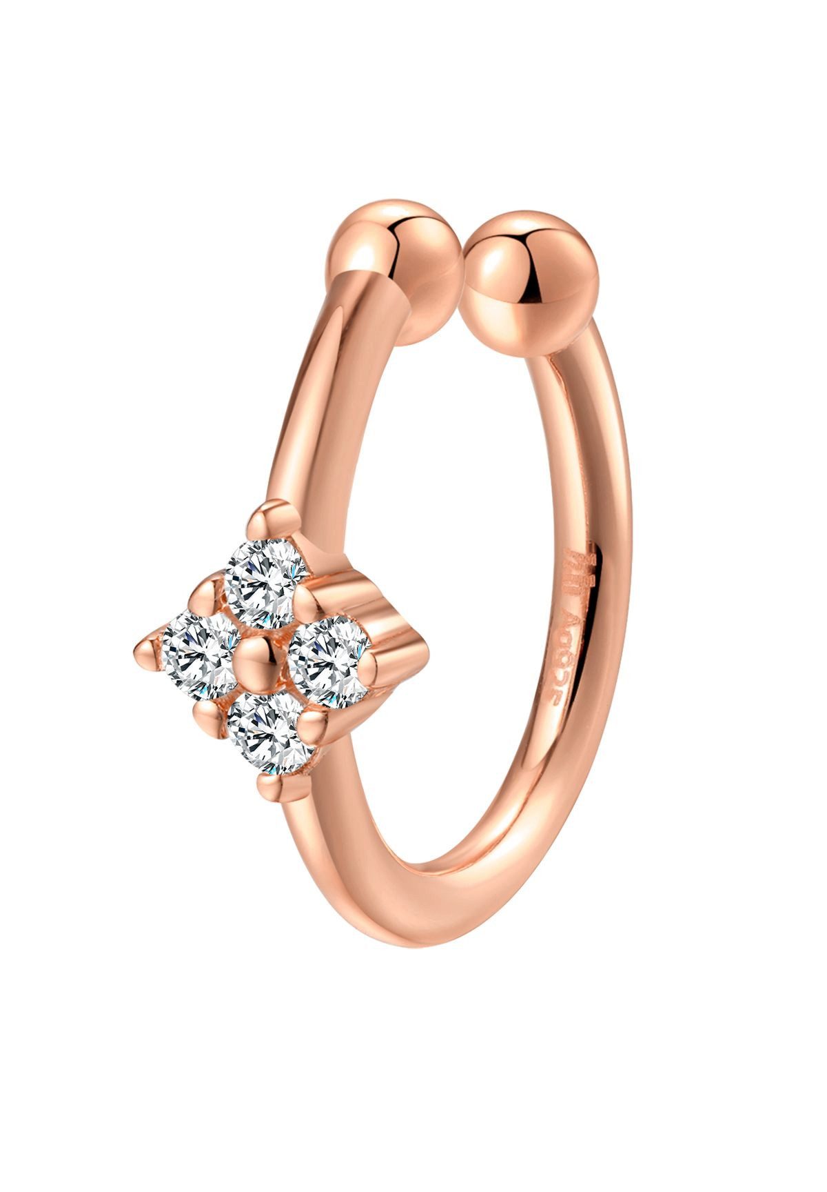 Hey Happiness Ohrklemme Flora & Fauna, aus 925 Silber vergoldet, Schmetterling und Blumen Серьги ohne Loch, Damen Ear Cuff