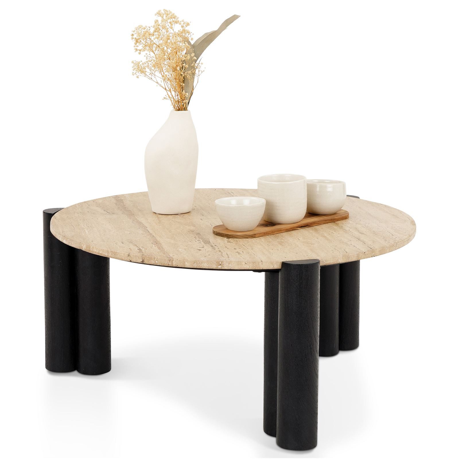 IDIMEX Couchtisch TAPTI, Wohnzimmertisch 80 cm aus Travertin und Mangoholz günstig online kaufen