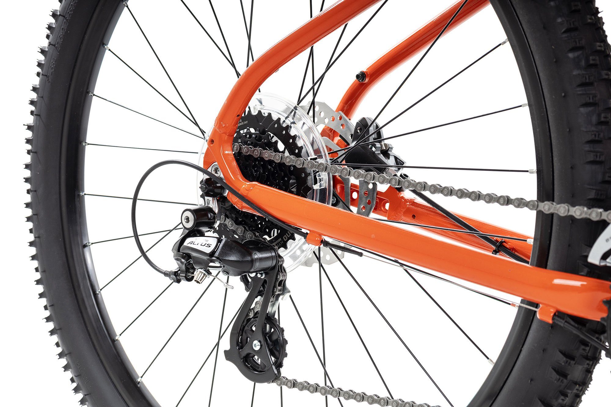 Axess Mountainbike DEBRIS, 16 Gang Shimano RD-M360 Acera 8 Schaltwerk, Kettenschaltung, MTB-Hardtail Herrenrad 27,5 Zoll rot/orange