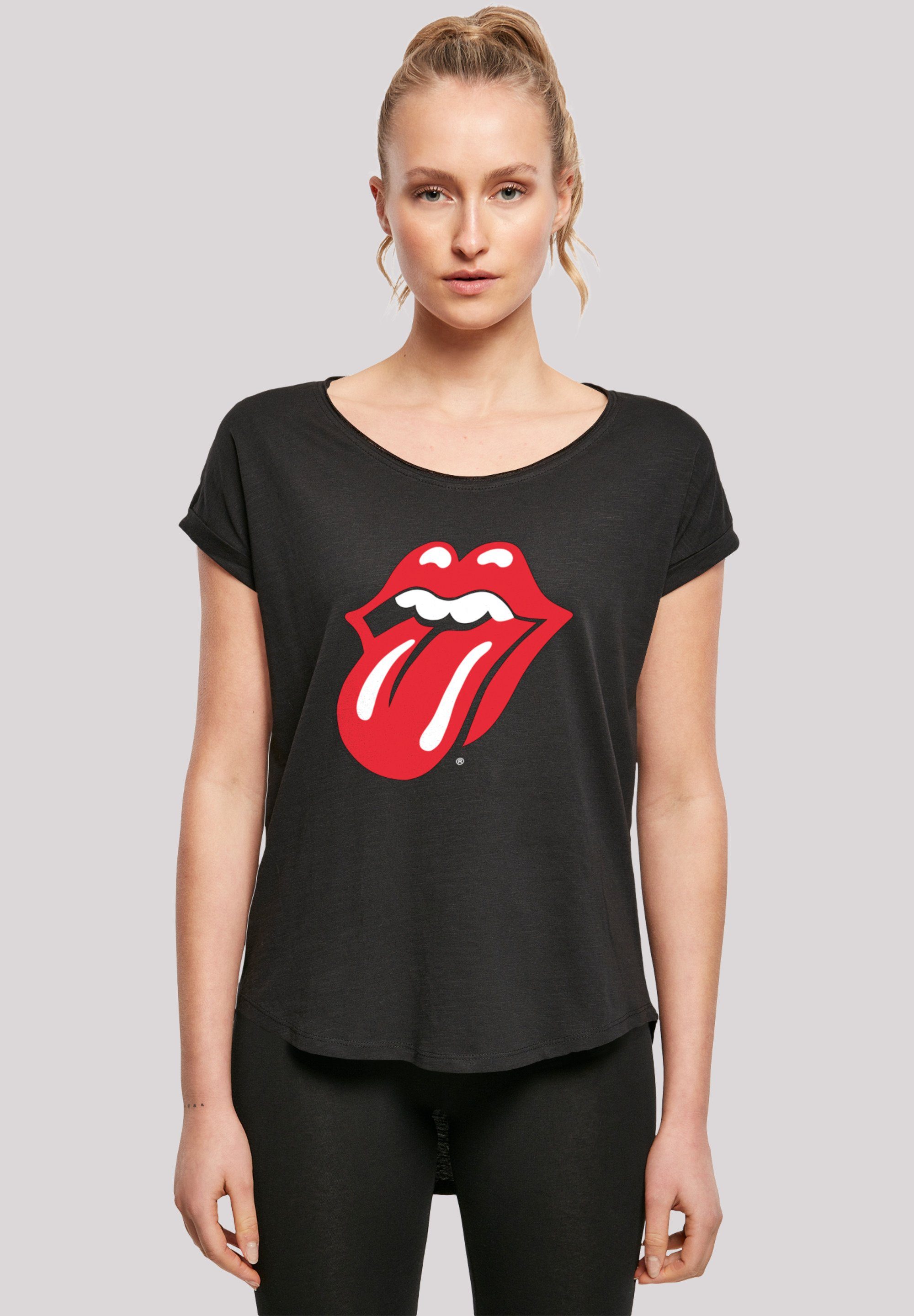 T-Shirt F4NT4STIC Rolling Band weicher mit Baumwollstoff Sehr hohem Stones Classic Tragekomfort Tongue Black Print, The Rock